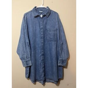 American Eagle blue denim button-down shirt dress. Medium Classic Modern 2023